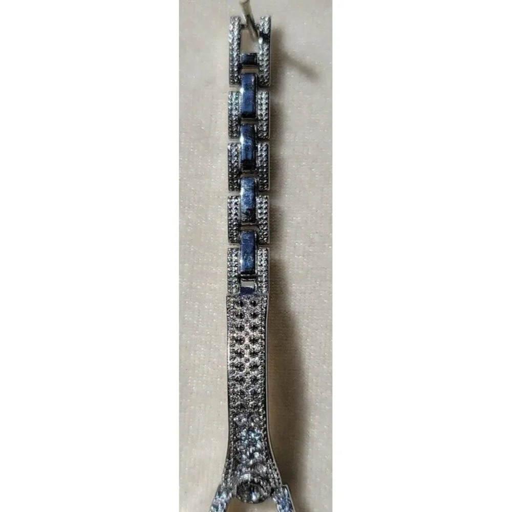 VTG Silver Tone Costume Jewelry Womens Watch Encrusted CZ's GENWM992 Ticks Runs - Picture 3 of 6